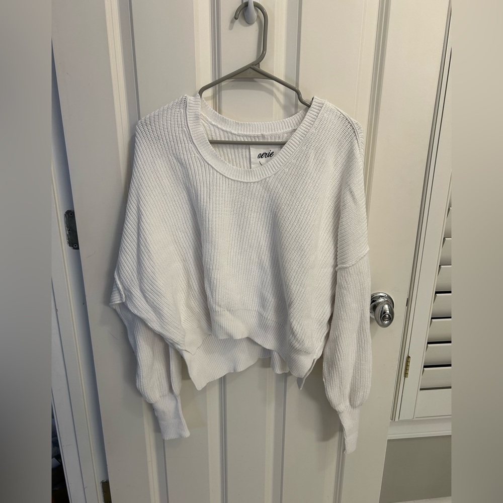 Aerie Classic White Crew Neck Sweater